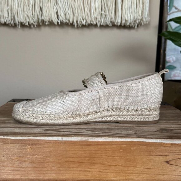 Sam Edelman Maddy Espadrille Mary Jane Light Natural Basket Weave Flats Size 8 - Picture 9 of 17